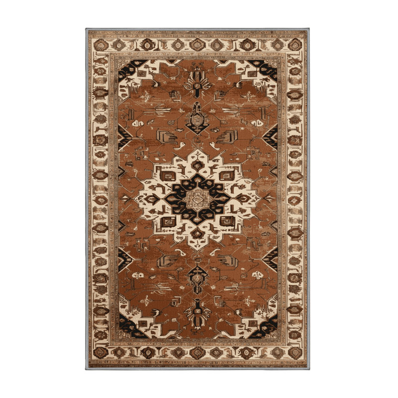 Tapis brun lavable à la machine, Rectangulaire 7 pi x 10 pi