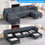 Canapé modulaire en lin 109 po avec repose-pieds et rivets-992760818