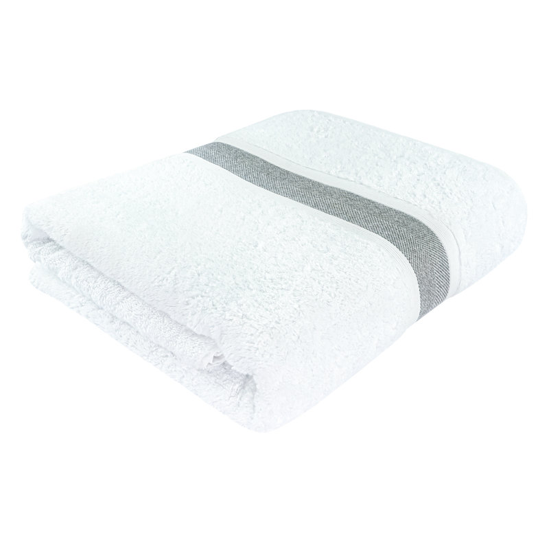 Serviette de bain 100% coton, Gris / blanc, 2