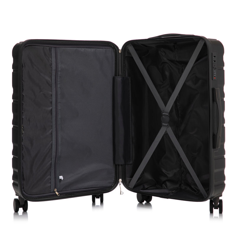 HIFINE TOURIST 20 "/ 24" / 28 "3 pièces / ensemble en valise à roulettes en ABS, valise de cabine, couleur assortie, cadenas à combinaison (gris foncé)