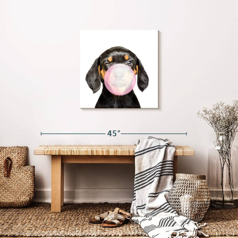 " Dachshund Bubble Gum " by Emma P, 24" H x 24" W x 1.25" D