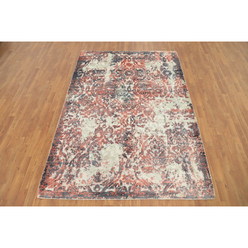 Distressed Look Abstract Oriental Area Rug 5x8