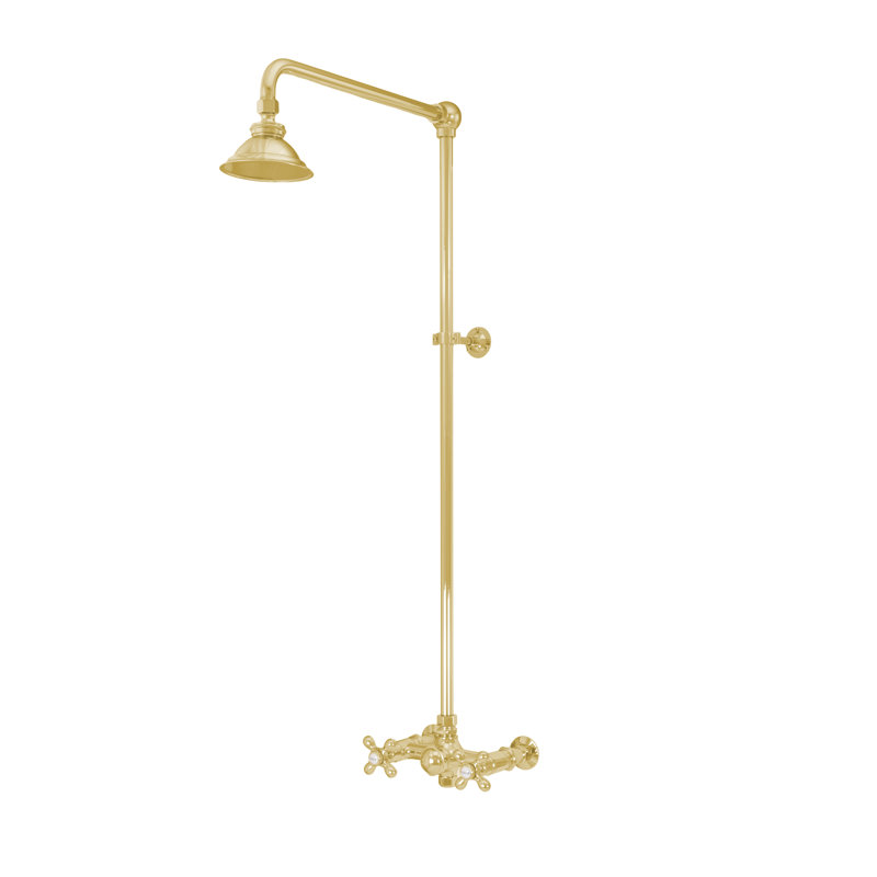 Outdoor Exposed Shower System by Strom Living, Supercoat Brass