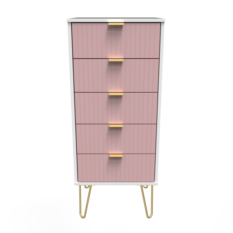 Beranda 45cm W Manufactured Wood Bedside Table, Kobe Pink/White