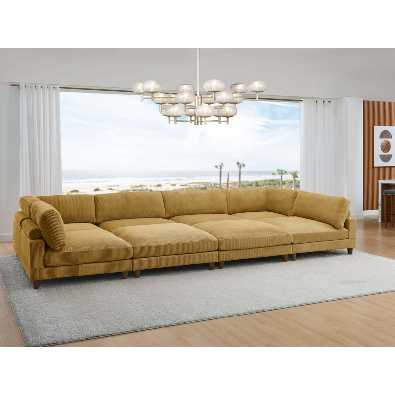 Corduroy Sectional Reversible, Yellow Corduroy