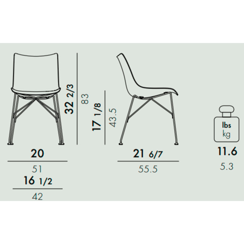 P/Wood Dining Chair, Veneer Dark Wood with Chrome