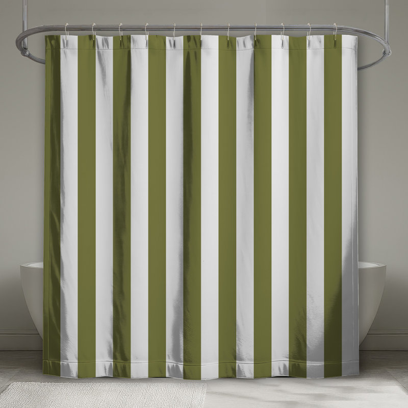 Olive Vertical Stripes Shower Curtains Extra Long, L 70 po x H 84 po