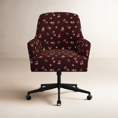 Cambridge Desk Chair In Ditsy Dahlia Burgundy
