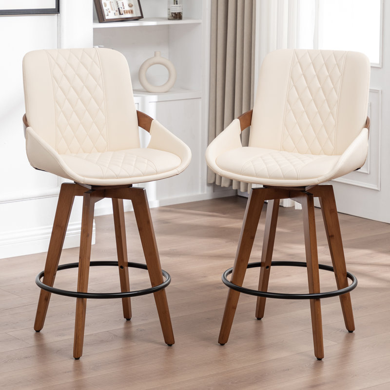 Modern Swivel Bar Stool, Beige, Counter Stool (66.8cm Seat Height)