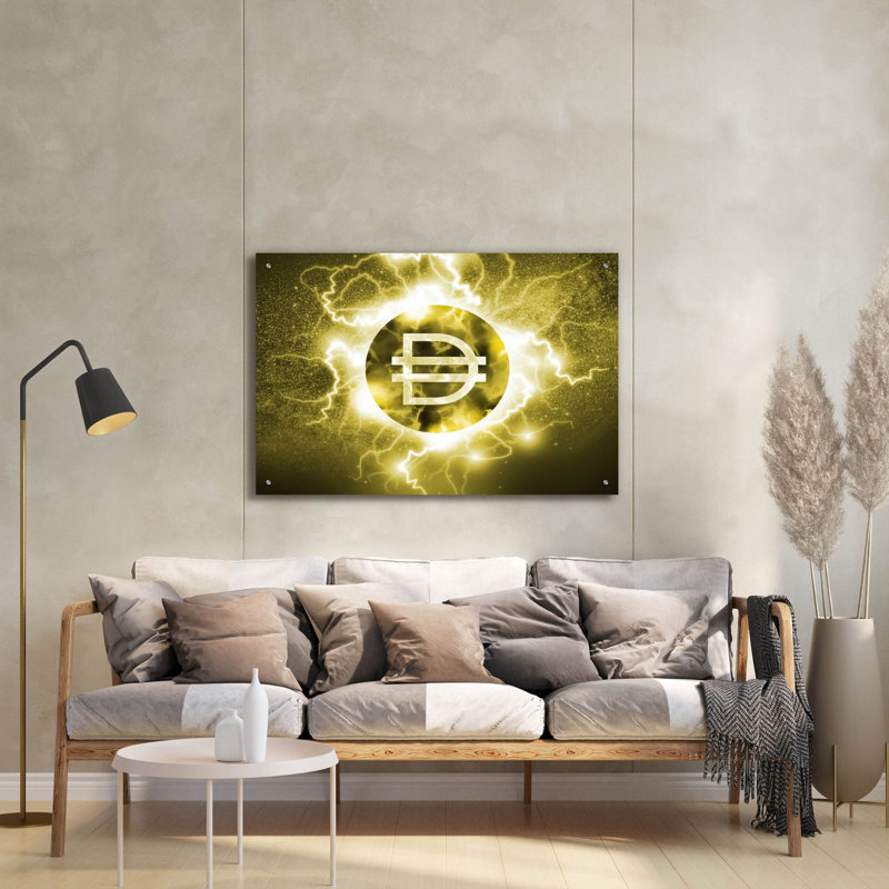 Crypto Eclipse Dai ', art mural en verre acrylique, H 24 po x l 36 po x P 0,2 po