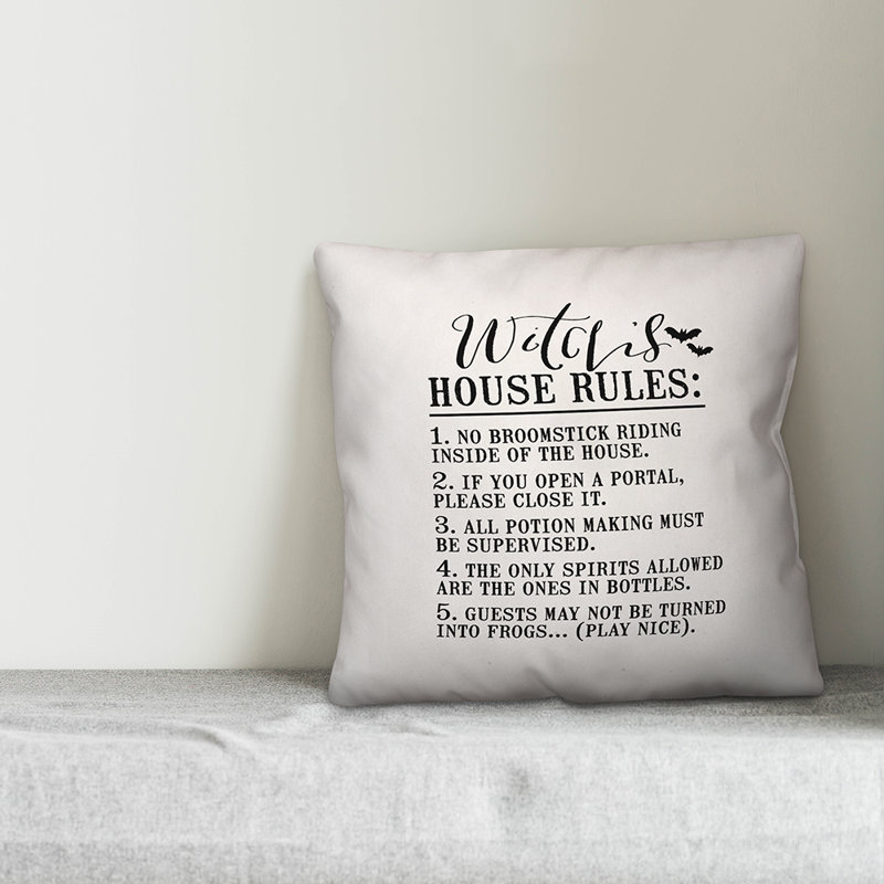  Coussin Witch House Rules, Utilisation intérieure seulement, 18 po x 18 po