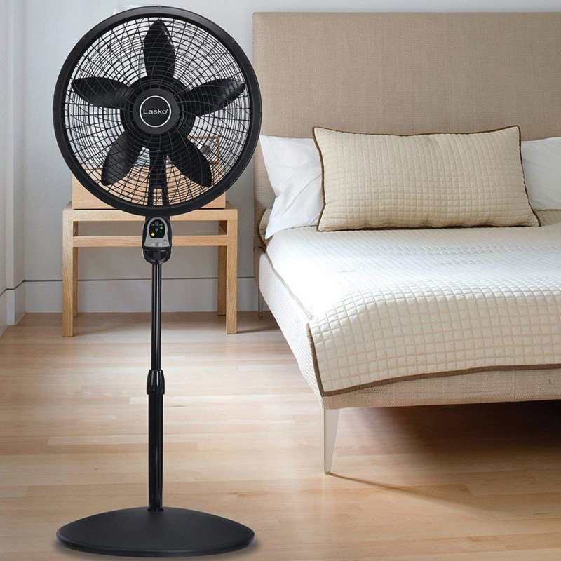 Black 54" Adjustable Height Oscillating Pedestal Fan with Remote