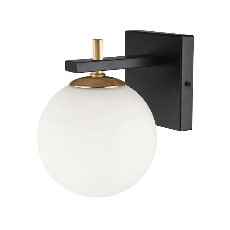 Kache 1 Light Dimmable Armed Sconce, Matte Black and Aged Brass