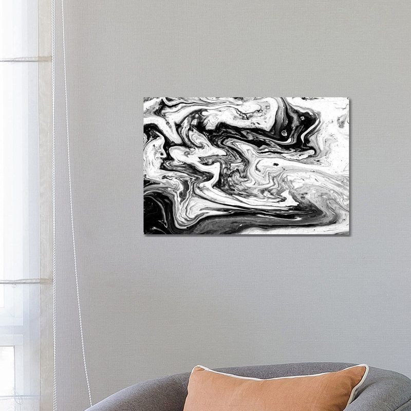 Black And White Art Textured Background I by Tatiana Amrein - Wrapped Canvas Painting, 45.72cm H x 66.04cm W x 1.905cm D