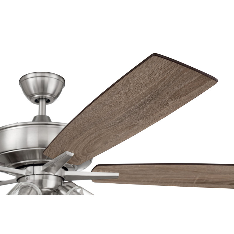 60'' Ceiling Fan with Light Kit, Brushed Polished Nickel/Beige