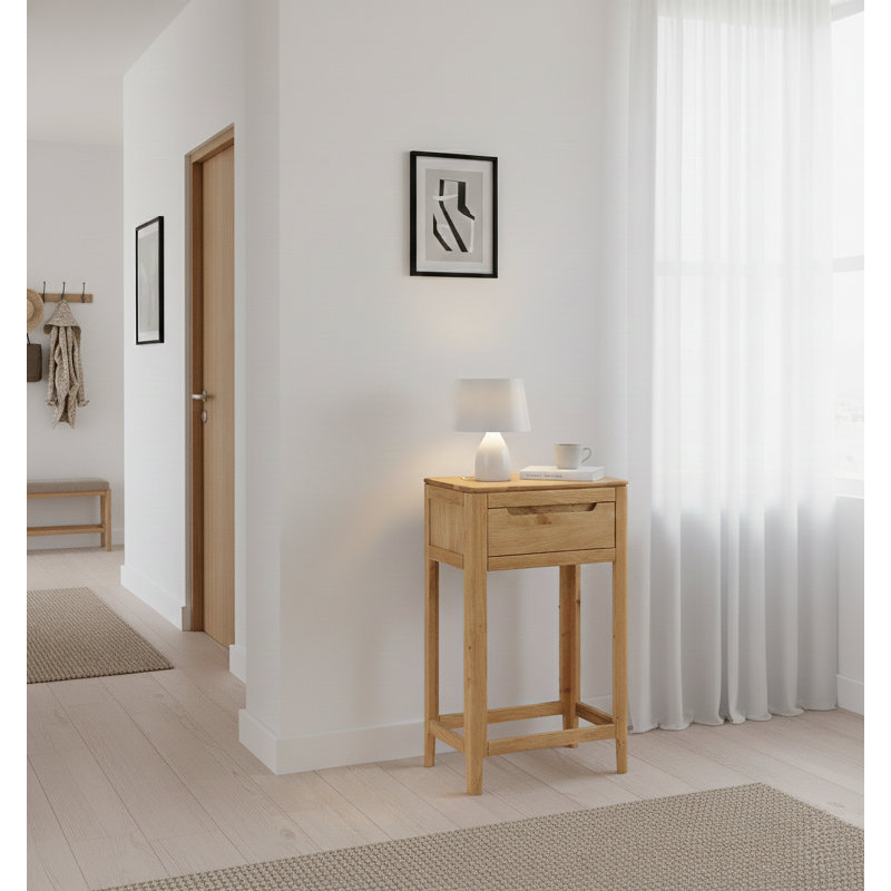 Remi Solid Wood End Table, Oak