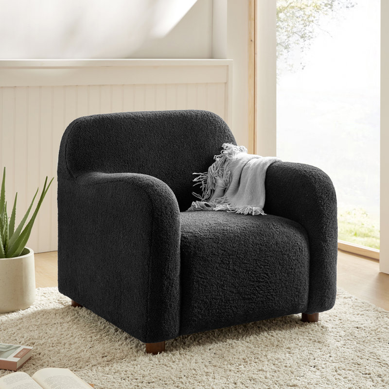 Upholstered Wool Armchair, Black