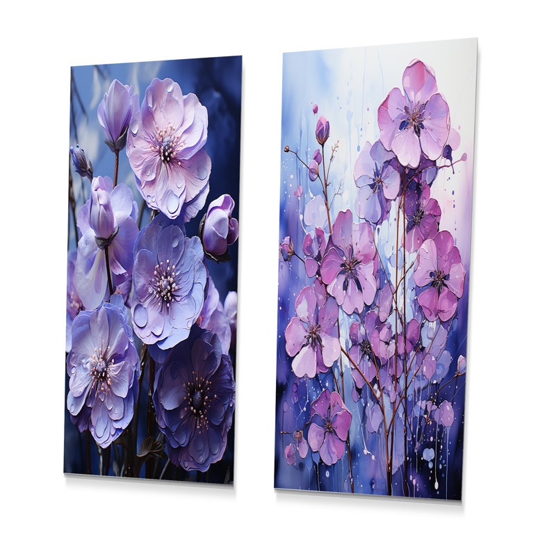 Mystical Allure - Ensemble de 3 impressions violettes sur métal, H 32 po x l 32 po