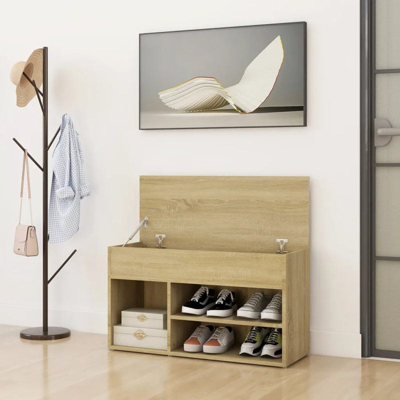 5 Pair Shoe Storage Bench, Sonoma Oak