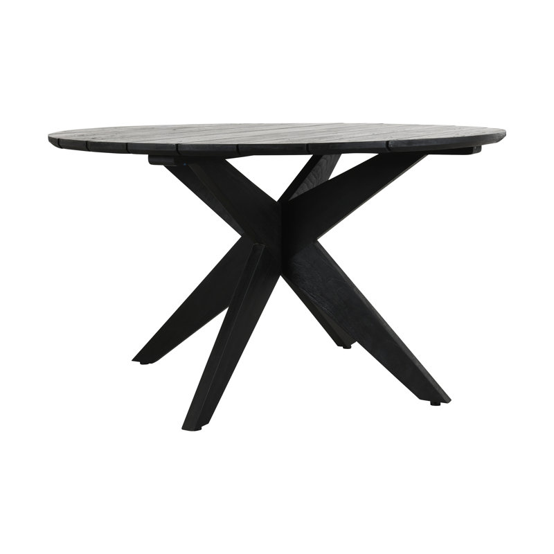 53" Black Matte Teak Outdoor Round Dining Table