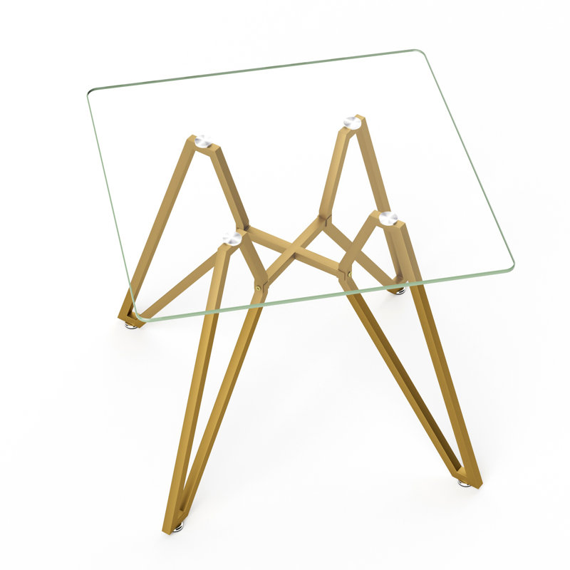 35.4-Inch Square Tempered Glass Dining Table