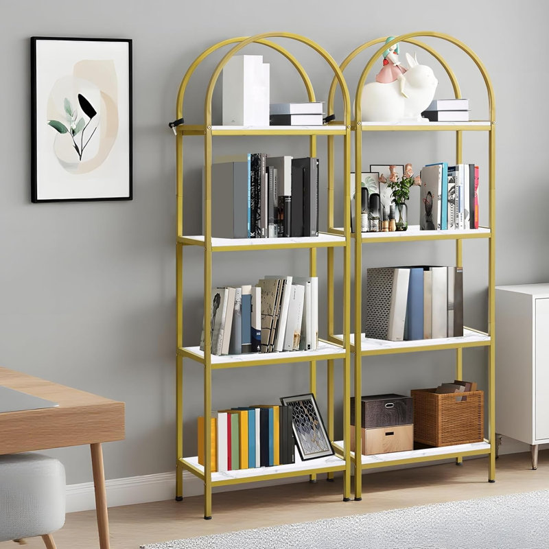 183cm H x 60cm W Metal Bookcase, Gold