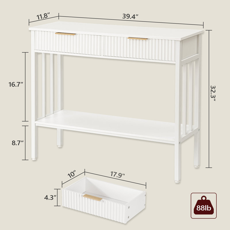 Console avec rangement 39,4 po Olague, Blanc
