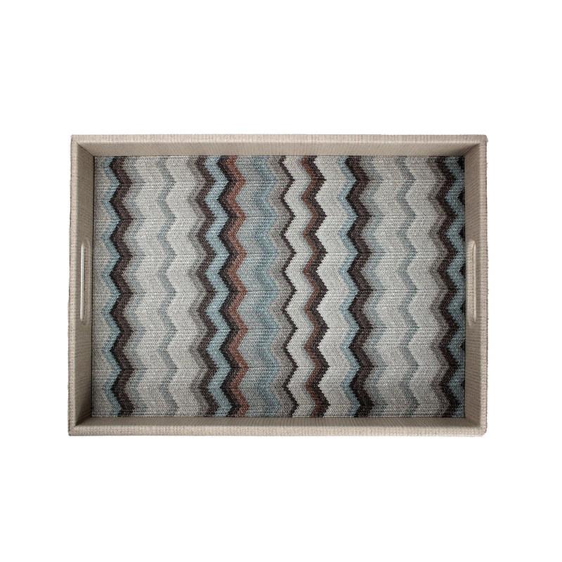 Nayleigh Leather / Faux Leather Tray, Brown/Blue/Grey