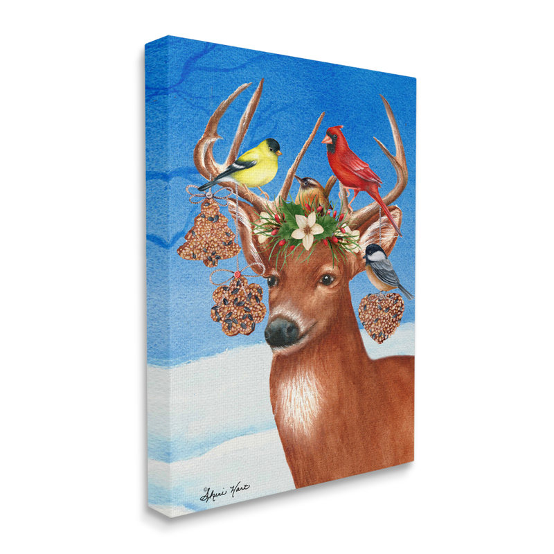 Ornements de rameaux d’hiver avec oiseaux par Sheri Hart-impression d’art graphique, H 20 po x l 16 po x P 1,5 po