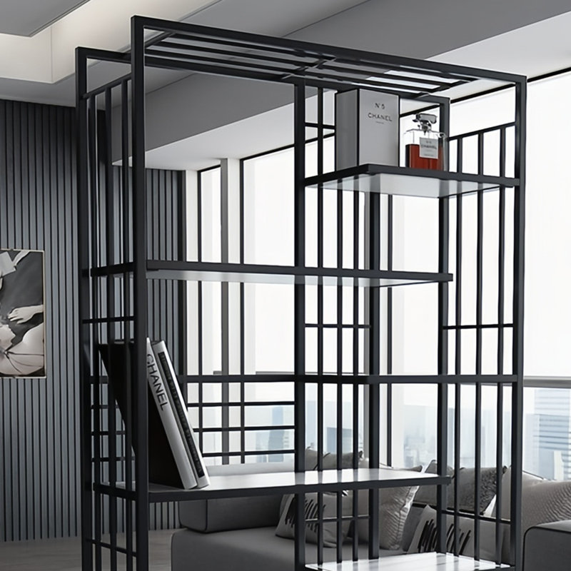 Une bibliothèque légère, moderne et créative, (6 tablettes) H 70,8 po x l 31,4 po x P 11,8 po, Noir / blanc