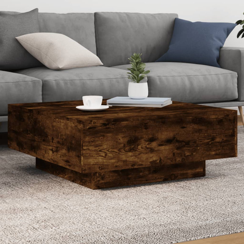 Jlea Pedestal Coffee Table, Smoked Oak, 31cm H x 80cm L x 80cm W