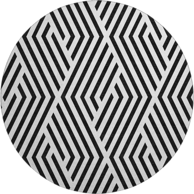 Tapis noir lavable à la machine de qualité supérieure 10 pi x 14 pi Cerrito AMF550, Rond 8 pi