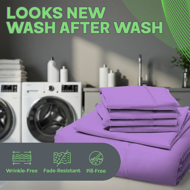 Premium Rayon From Bamboo Blend Sheet Set With Deep Pockets, Cooling and Breathable, Lavender