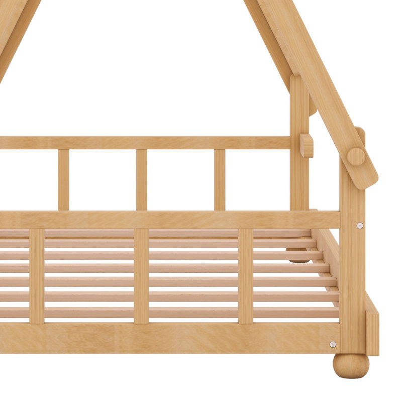 Lit maison avec tente et lumière, Lit simple, Brun