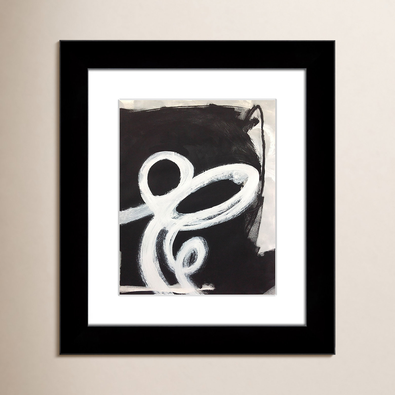 Bronte "Swirly Swirls II" Print, Black Cube Frame Matted, 16.5" H x 14.5" W x 1.25" D  