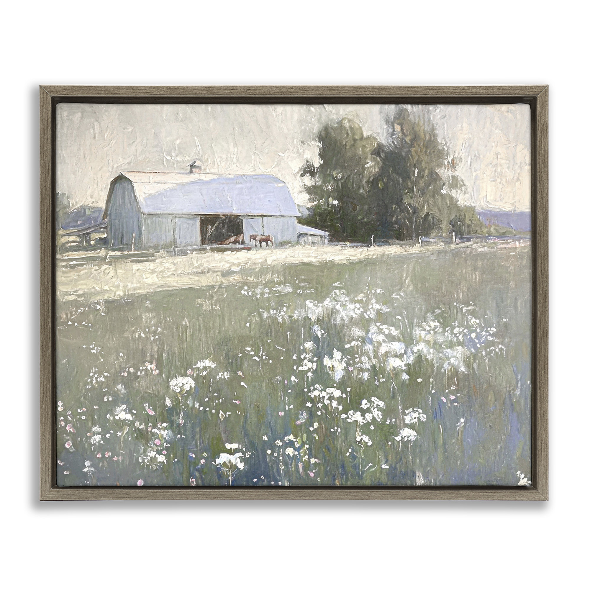 August Grove® Peaceful Farm Pasture Framed Floater Canvas Wall Art by ...