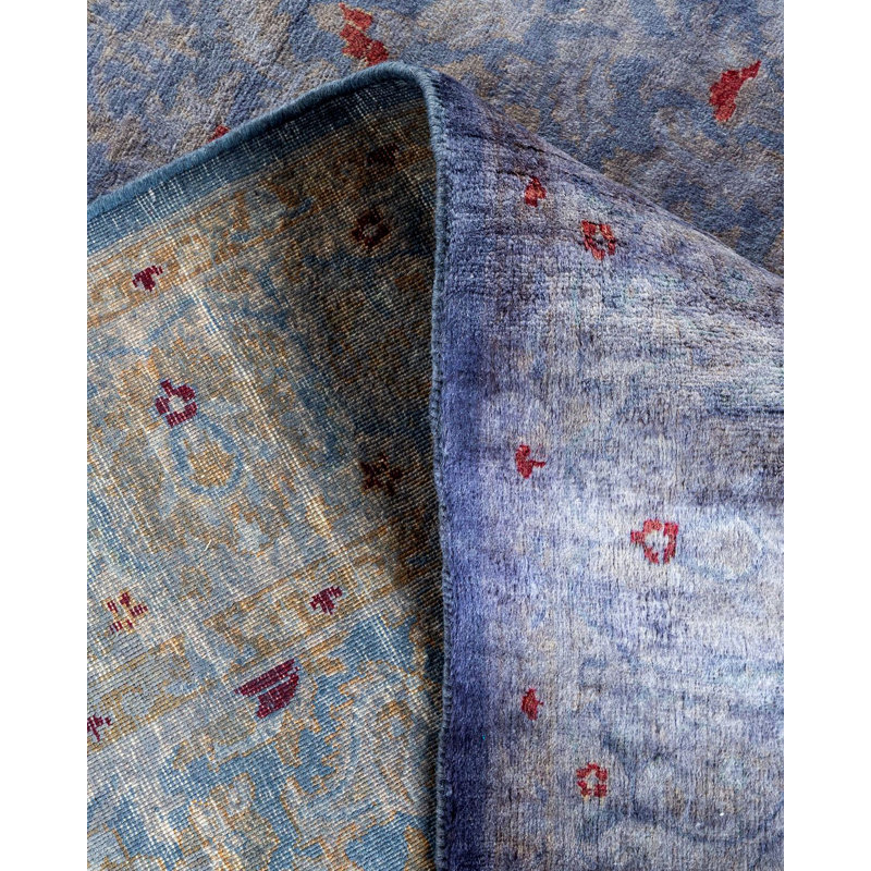 Tapis noué à la main de conception unique - mauve Chimel