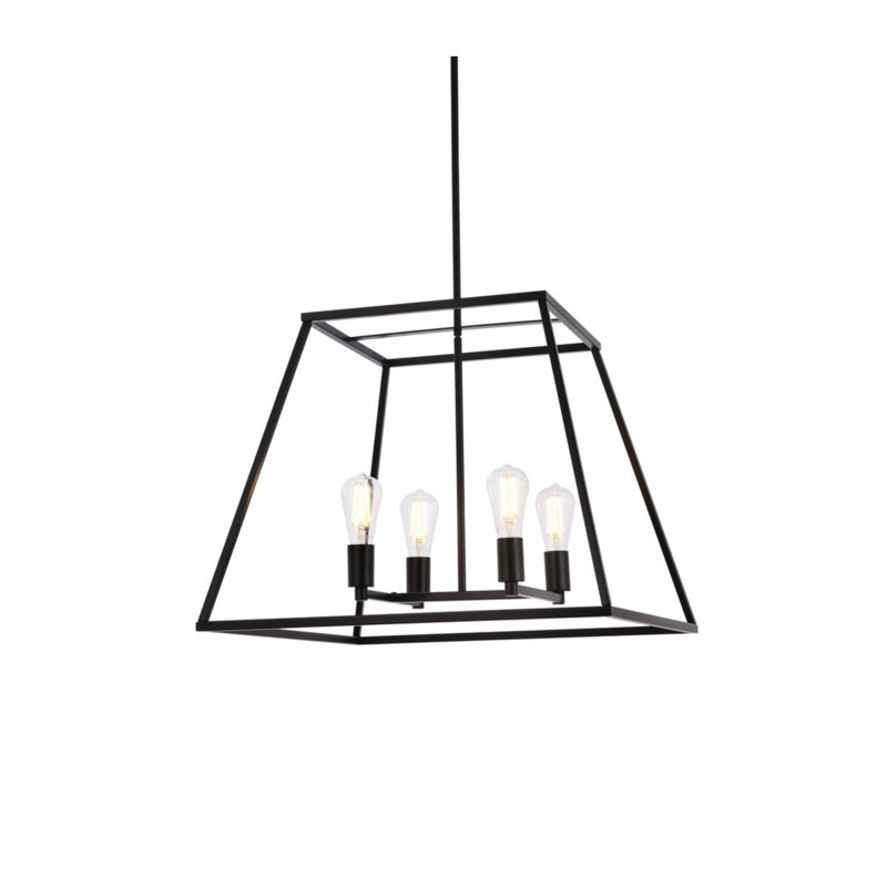 Lustre linéaire à 4 lumières Gloriajean, Noir, H 18,7 po x l 24 po x P 24 po
