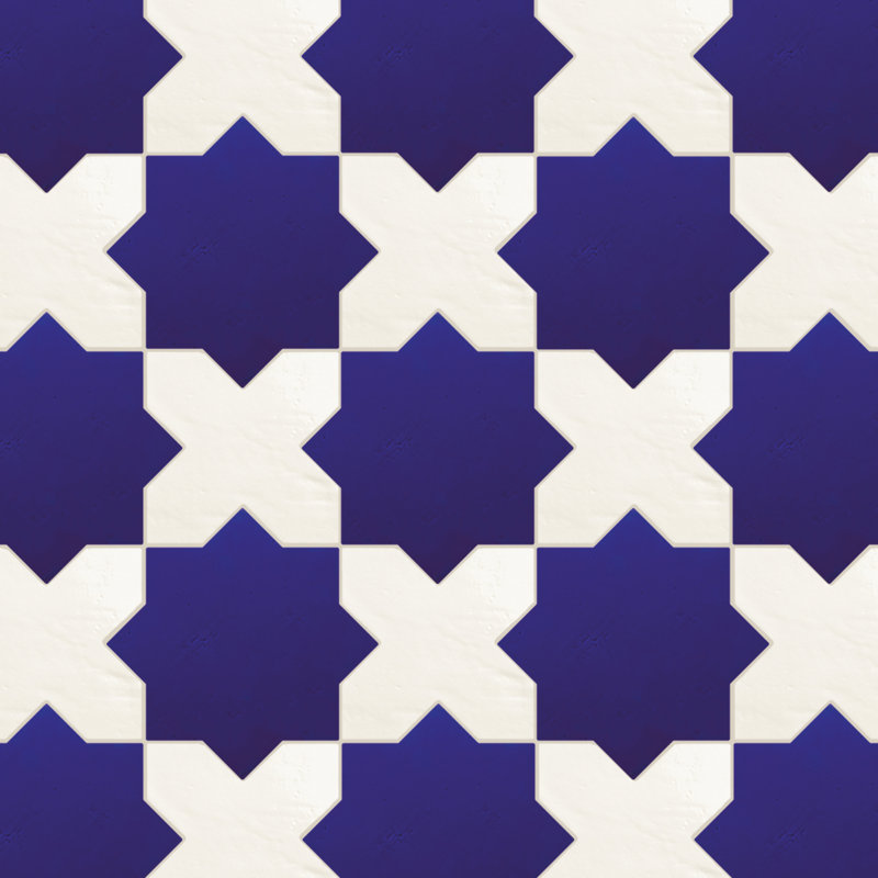 Argile Star with Cross 7 In. X 14 In. Porcelain Floor And Wall Tile Kit, Blue/Beige