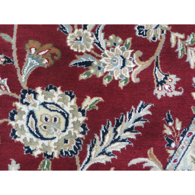 Tapis décoratif noué à la main rouge de conception unique 9 pi