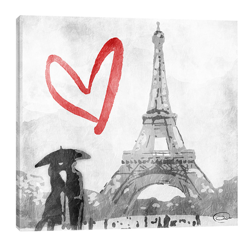 «Love in Paris» par Onrei, reproduction d'art sur toile tendue, H 36 po x l 36 po x P 1,5 po