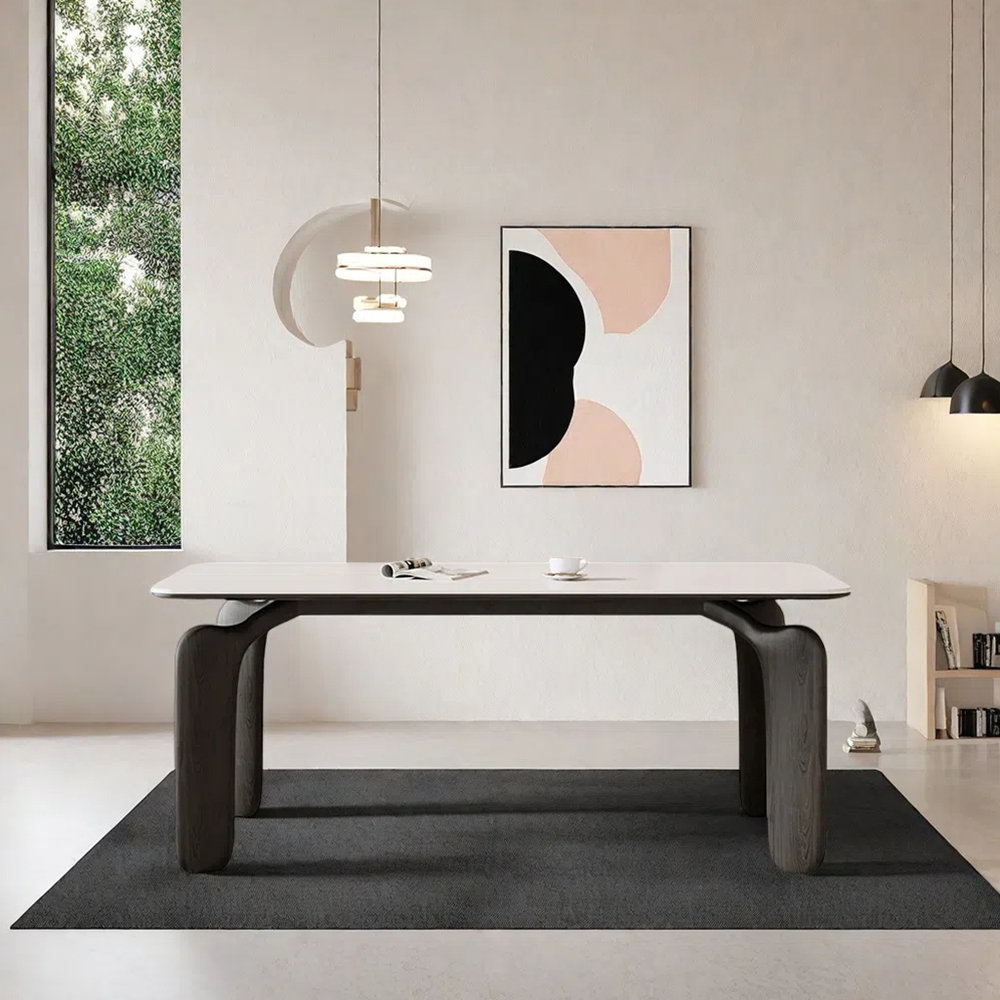 Latitude Run® Solid wood glossy rock plate dining table - Wayfair Canada