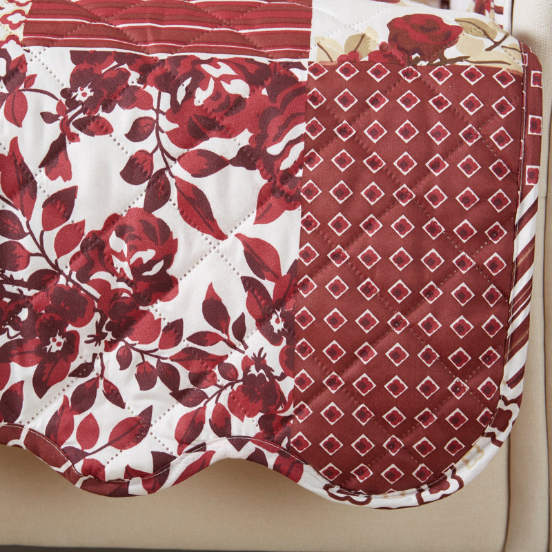 Burgundy Patchwork Quilted Recliner Furniture Protector