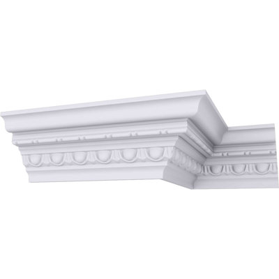 Endurathane Stockport Traditional Crown Moulding, 3 5/8"H x 3 3/8"P x 5"F x 94 1/2"L, Factory Primed