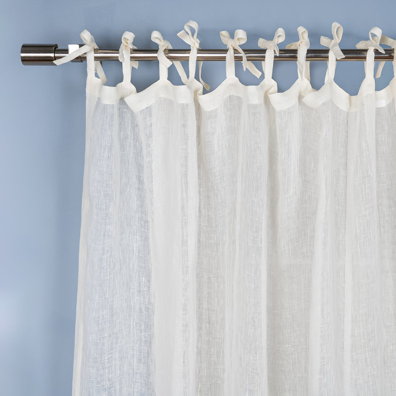Jensen Linen Sheer Single Curtain Panel Panel, Ivory, 52" W x 96" L