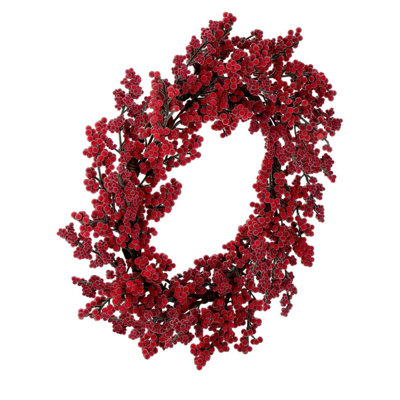 24" Artificial Red Ice Berry Wreath