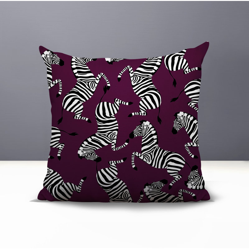 Oreiller carré réversible intérieur / extérieur Kiji Zebra, Mauve, Carré 15 po