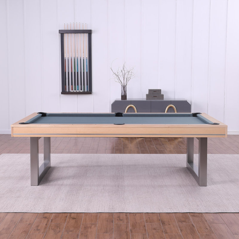 Table de billard en bois massif avec plateau de salle à manger Harmony, Bleu poudre, Chêne Naturel, 8'