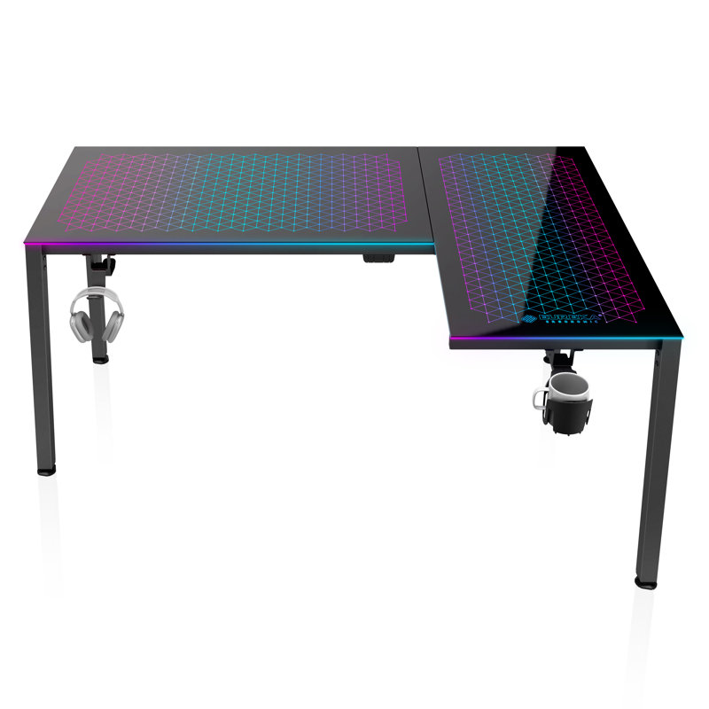 Modular L-Shaped Glass Steel Computer Desk