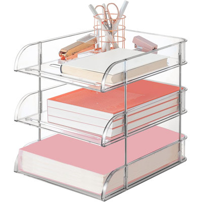 3-pack Clear Stackable Paper Trays